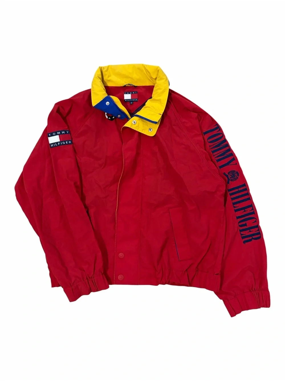 VTG Tommy Hilfiger Nylon Windbreaker Sailing Jacket Mens 2XL Red 90s Spell Out